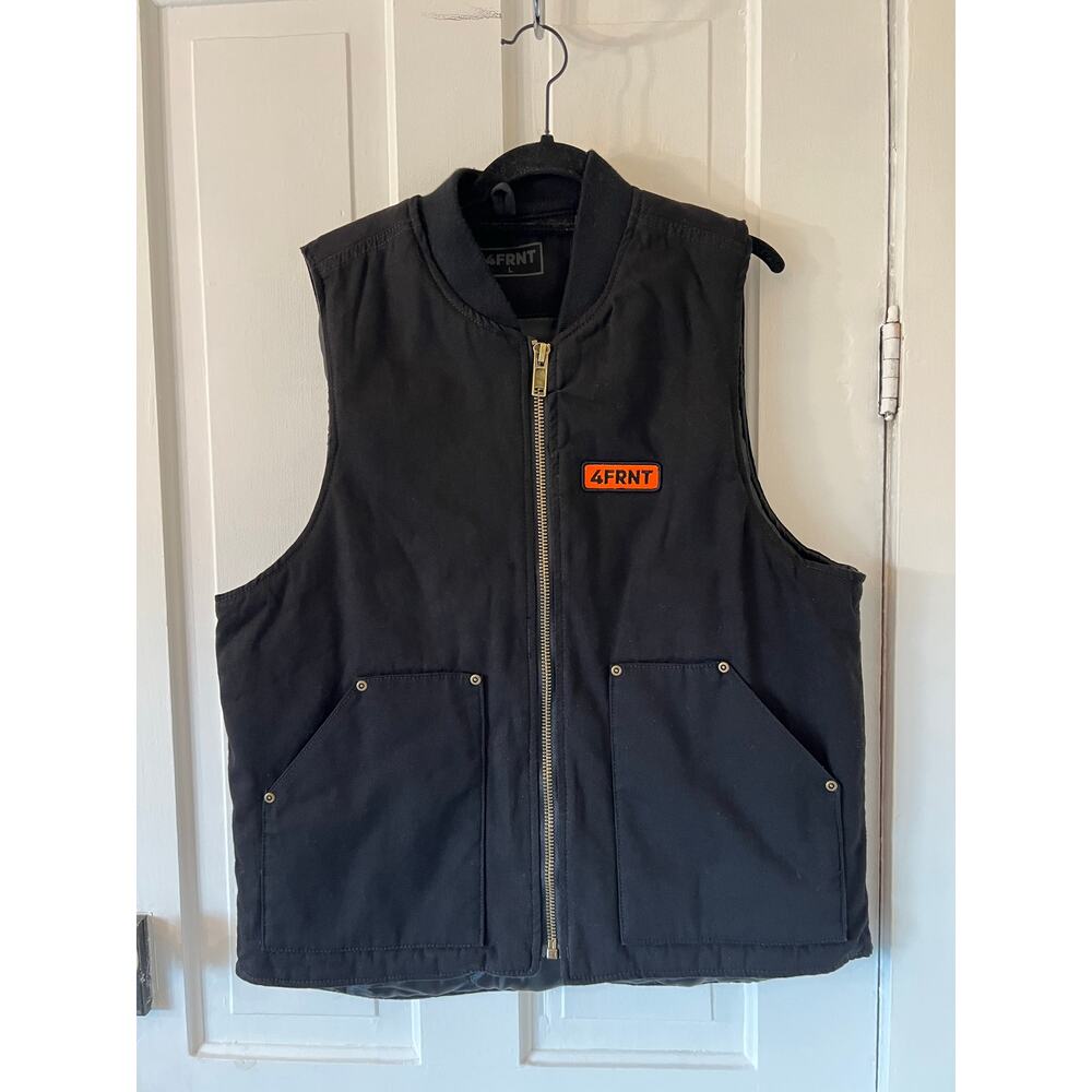 4frnt skis unisex duck canvas vest carhartt type large black NWOT ski quilted